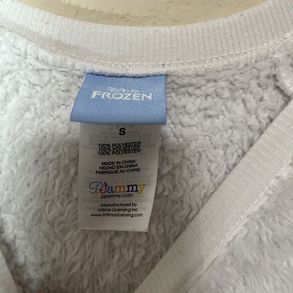 Olaf Frozen Disney Sweatshirt Chill Mode Fuzzy PJ Top Sz S White Snowman - Picture 3 of 6